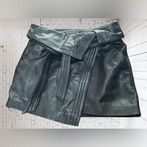 Scotch & Soda Black Leather Wrap Skirt Midi